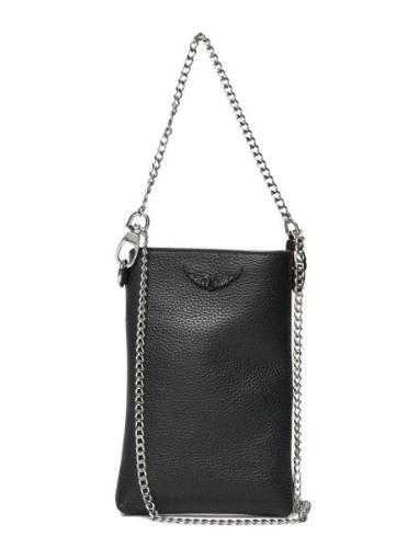 Zadig & Voltaire Rock Ph Pouch Grained Leath Svart