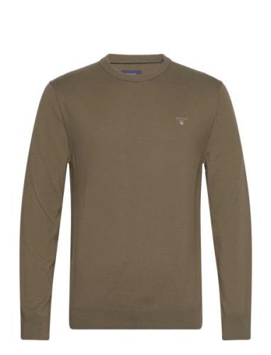 GANT Cotton C-Neck Khaki Green