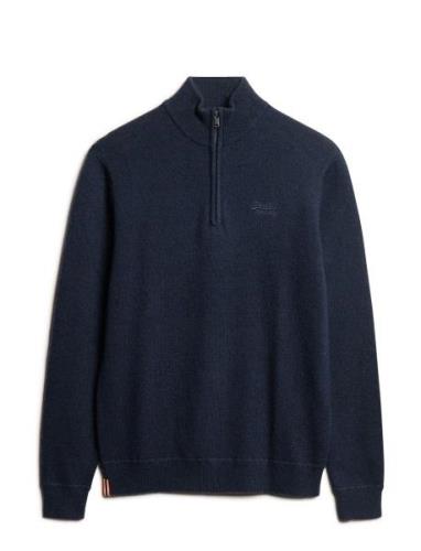 Superdry Essential Emb Knit Half Zip Marinblå