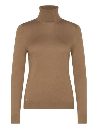 Lauren Ralph Lauren Silk-Blend Turtleneck Sweater Khaki Green