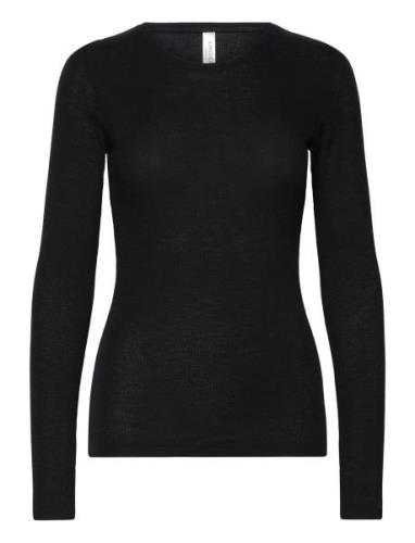 Lindex Top Merino Wool Rib Ls Svart