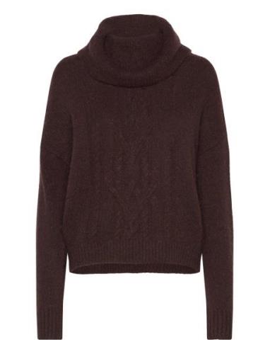 Lauren Ralph Lauren Cable-Knit Wool-Blend Turtleneck Sweater Brun