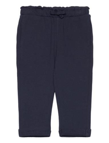 Mango Elastic Waist Cotton Trousers Marinblå