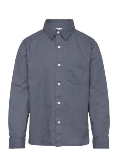 Mango Chest-Pocket Cotton Shirt Blå