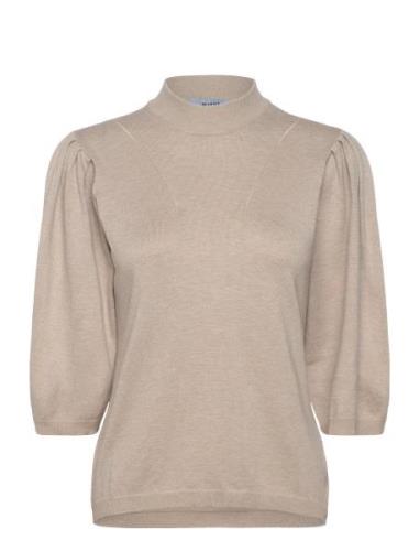 Minus Mskylina High Neck Knit T-Shirt Beige