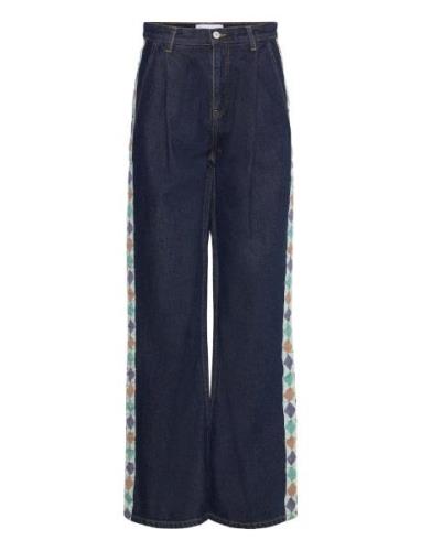 Bobo Choses Embroidered Denim Pleated Jeans Marinblå