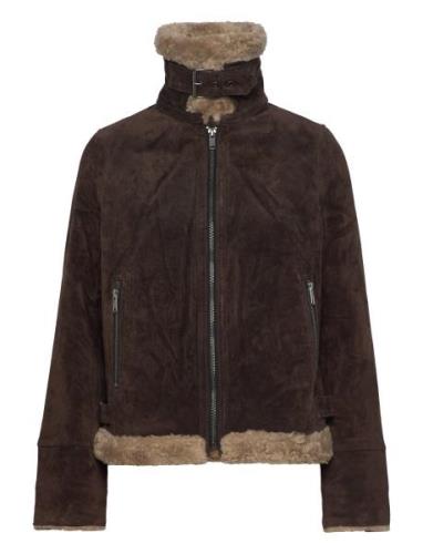 Jofama Ciara Suede Shearling Jacket Brun