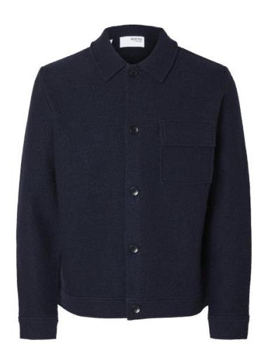 Selected Homme Slhnealy Ls Knit Shirt Jacket Noos Marinblå