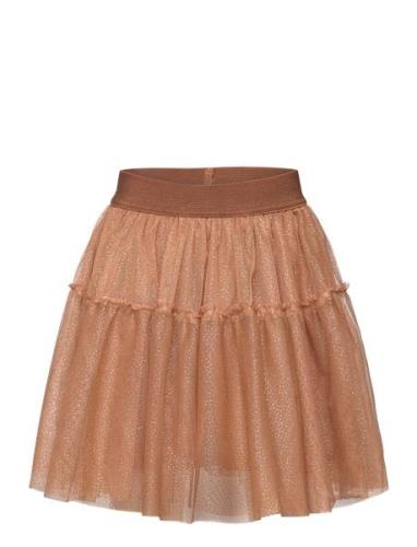 Minymo Skirt Mesh W. Glitter Brun