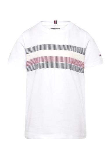 Tommy Hilfiger Global Stripe Print Reg Tee Ss Vit