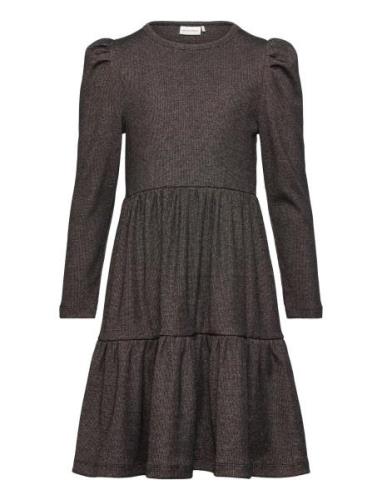 Minymo Dress Ls Glitter Rib Svart