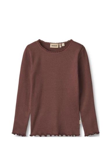 Wheat Rib T-Shirt L/S Reese Burgundy