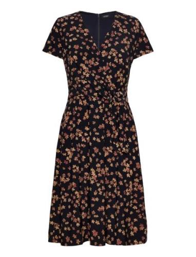 Lauren Ralph Lauren Floral Stretch Jersey Surplice Dress Marinblå