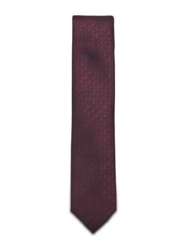 Lindbergh Black Structured Linen Blend Tie 7 Cm Burgundy