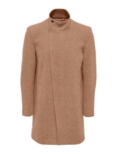 ONLY & SONS Onsjustin Highneck Wool Coat Otw Cs Beige