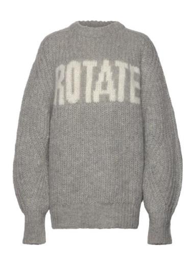 ROTATE Birger Christensen Knitted Logo Sweater Grå