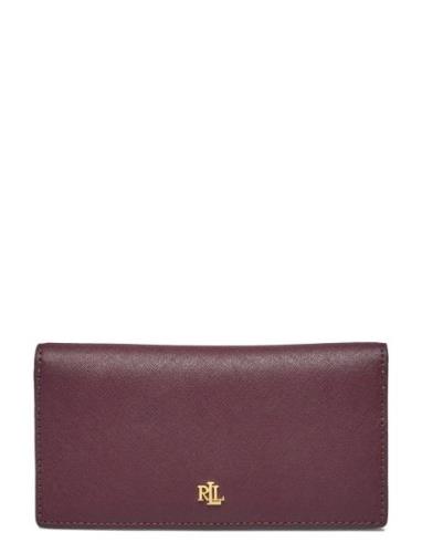 Lauren Ralph Lauren Crosshatch Leather Slim Wallet Burgundy