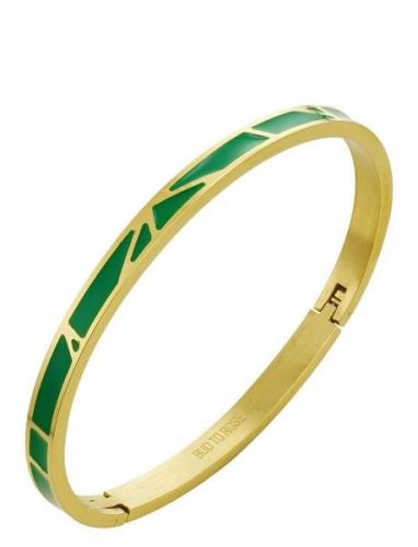 Bud To Rose Rose Enamel Bangle Green/Gold Grön