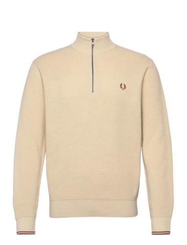 Fred Perry Waffle Stitch Half Zip Jmpr Beige