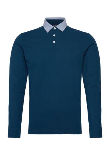 Hackett London Woven Collar Ls Blå