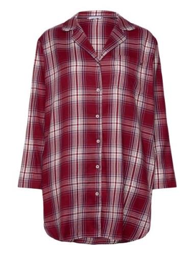 Tommy Hilfiger Shirt Nightdress Fl Burgundy