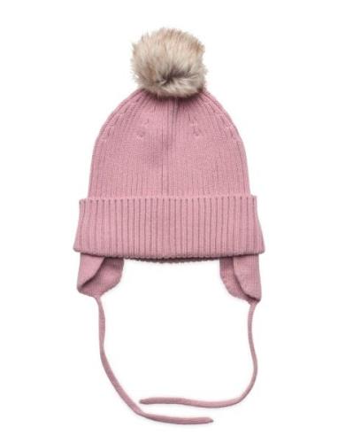 Lindex Cap Knitted W Pom Pom Rosa