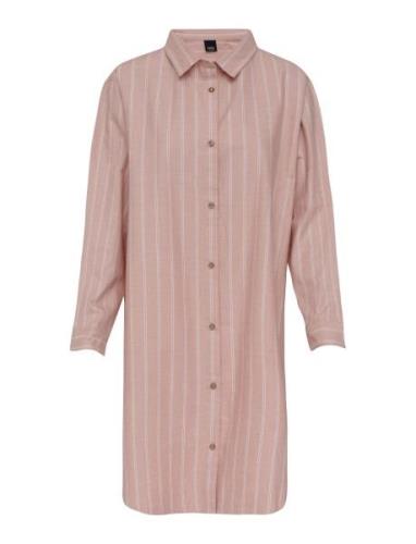 Høie Of Scandinavia Pilen Yarndyed Flannel Night Shirt Rosa