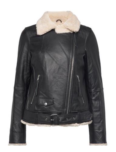 Jofama Bea Shearling Leather Biker Svart