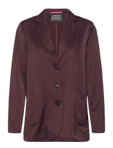 Scotch & Soda Sb Satin Blazer Burgundy