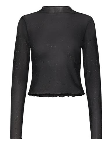 NOISY MAY Nmstar Foil L/S High Neck Mesh Jrs Fwd Svart