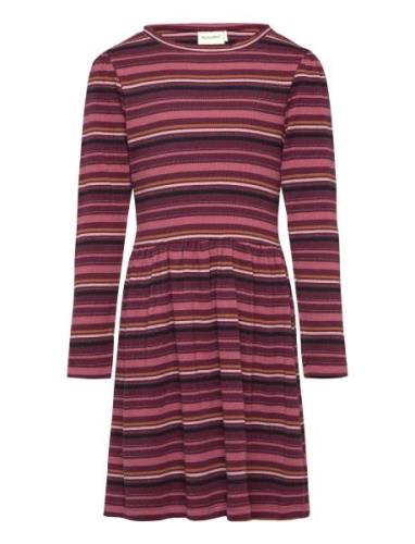 Minymo Dress Ls Y/D Rib Burgundy