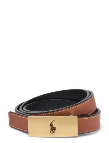 Polo Ralph Lauren Polo Id Reversible Vachetta Leather Belt Brun