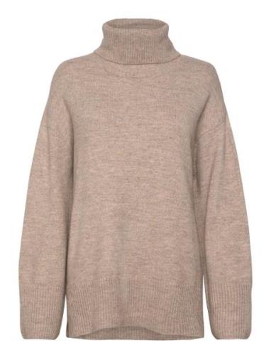 Gina Tricot Roll-Neck Knitted Sweater Beige