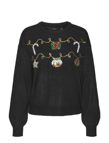 Vero Moda Vmnewgarland Ls O-Neck Pull. Xmas Svart