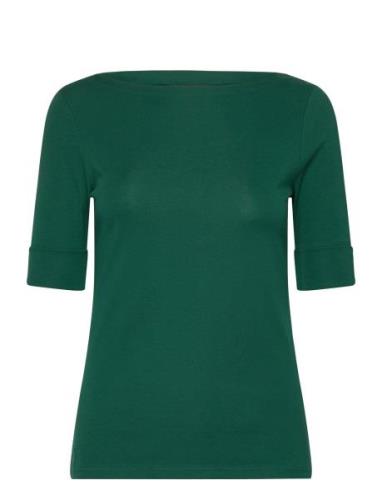 Lauren Ralph Lauren Stretch Cotton Boatneck Tee Grön