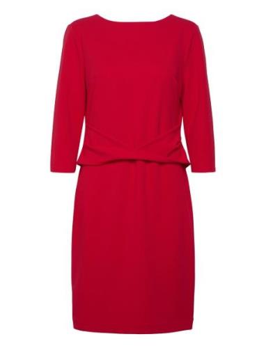 Calvin Klein Scuba Crepe Dress Front Twist Röd