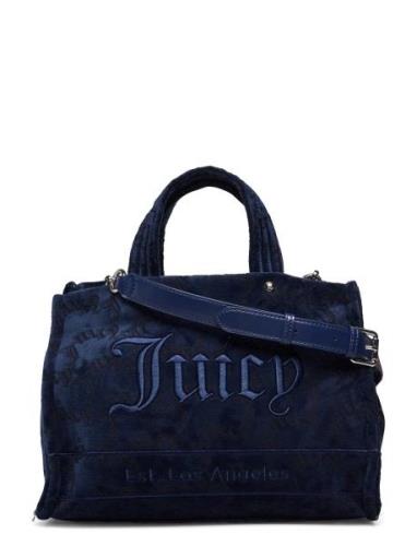 Juicy Couture Iris Lasered Velvet Medium Shopper Marinblå