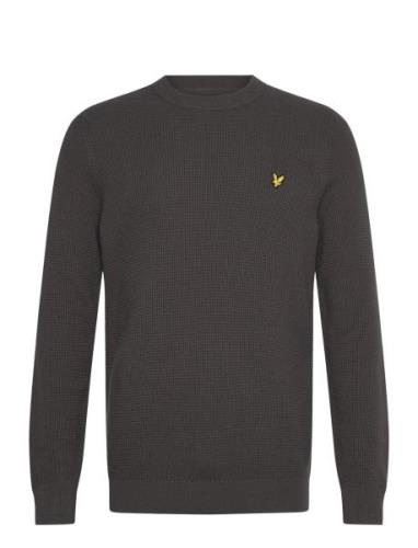 Lyle & Scott Grid Knit Crew Neck Jumper Grå