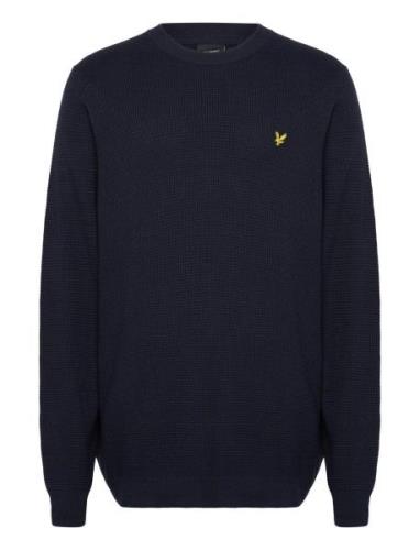 Lyle & Scott Grid Knit Crew Neck Jumper Marinblå