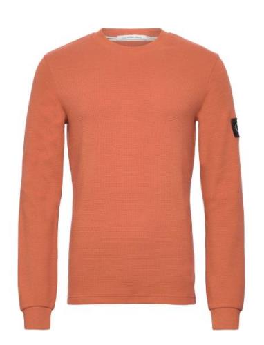 Calvin Klein Jeans Badge Waffle Ls Tee Orange