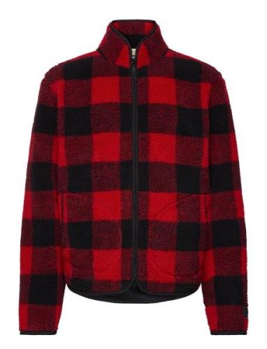 GANT Checked Fleece Jacket Röd