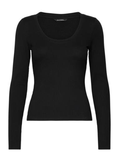 Monki Long Sleeve Round Neck Top Svart