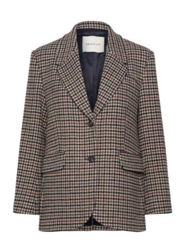 GANT Reg Houndstooth Blazer Brun