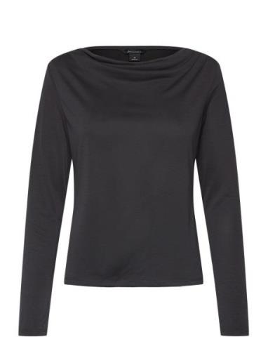 Monki Long Sleeved Ruched Boat Neck Top Svart