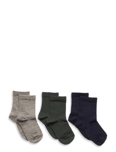 Mp Denmark Wool Rib Socks - 3-Pack Multi/patterned