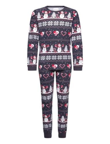 Christmas Sweats Christmas Heart Pajamas Navy Kids Marinblå