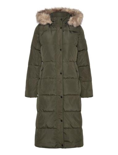 Lauren Ralph Lauren Faux-Fur-Trim Hooded Down Coat Grön