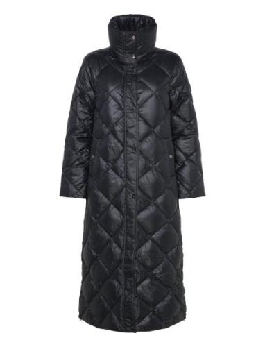 Lauren Ralph Lauren Diamond-Quilted Down Funnelneck Maxicoat Svart