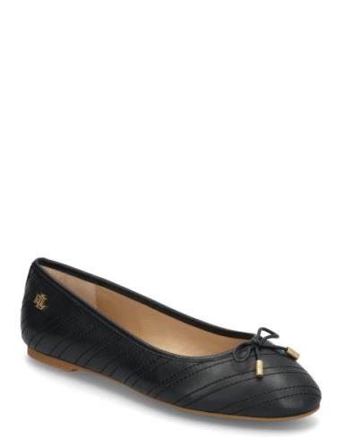 Lauren Ralph Lauren Jayna Stitched Leather Flat Svart