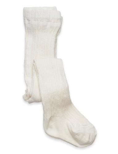 Geggamoja Cable Knitted Stockings Offwhite Vit